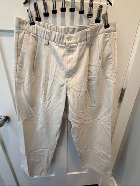 Dockers 36x28 Individual Fit Off White Cotton Khaki Chino Pants Flat Front